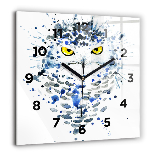Square glass wall clock Owl look