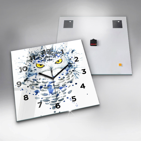 Square glass wall clock Owl look