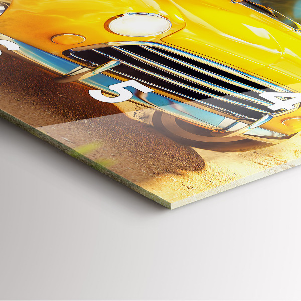 Square glass wall clock Car with surfboard