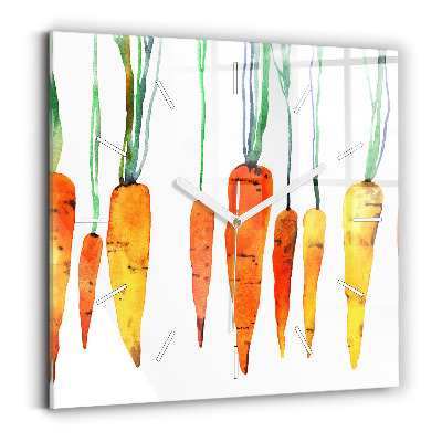 Square glass wall clock Carrot illustration