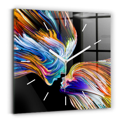 Square glass wall clock Emotional art