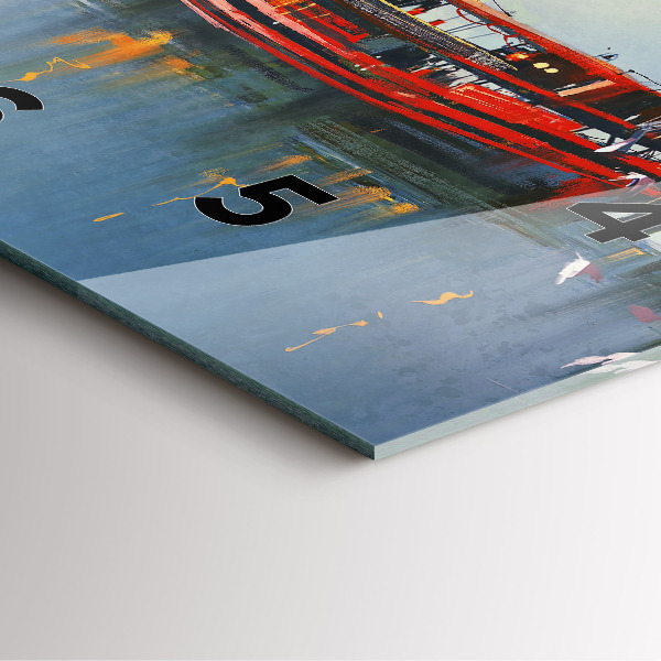 Square glass wall clock Fishing boat in port