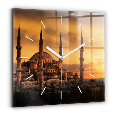 Square glass wall clock Mosque in Istanbul