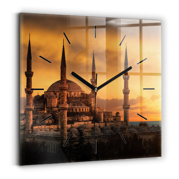 Square glass wall clock Mosque in Istanbul