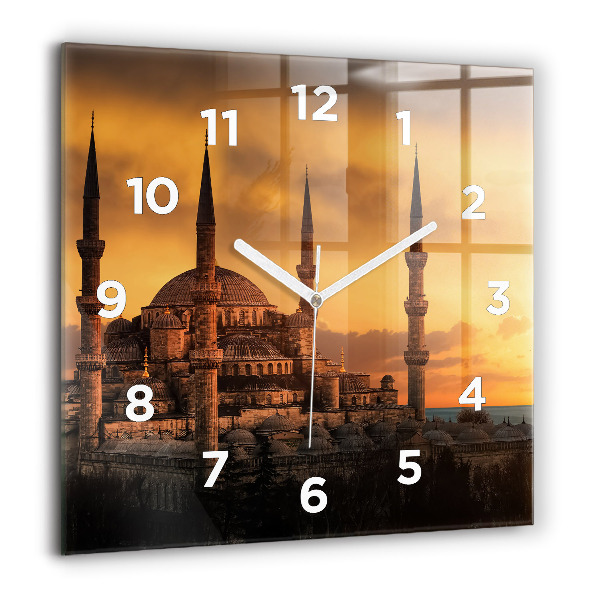 Square glass wall clock Mosque in Istanbul
