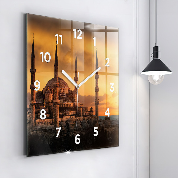 Square glass wall clock Mosque in Istanbul