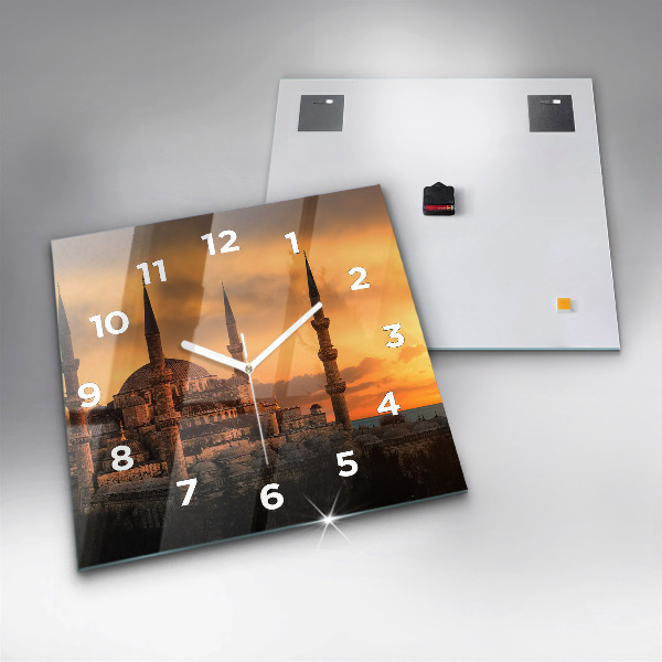 Square glass wall clock Mosque in Istanbul