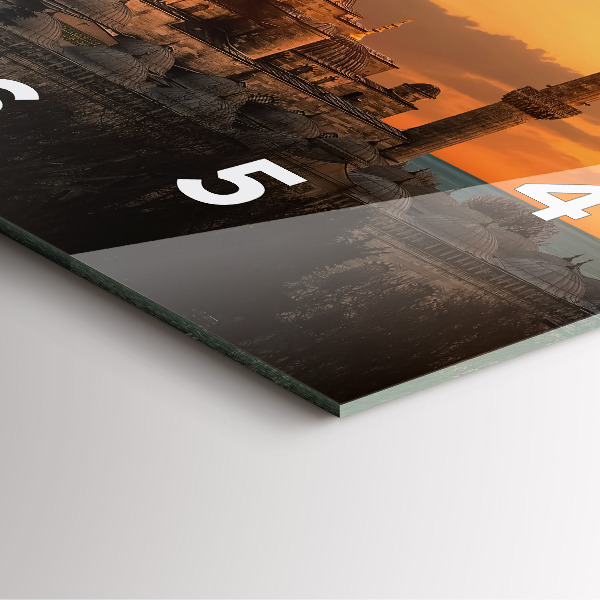 Square glass wall clock Mosque in Istanbul