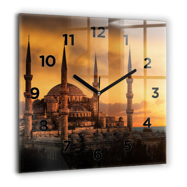 Square glass wall clock Mosque in Istanbul