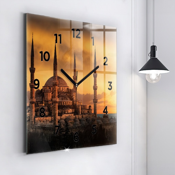 Square glass wall clock Mosque in Istanbul