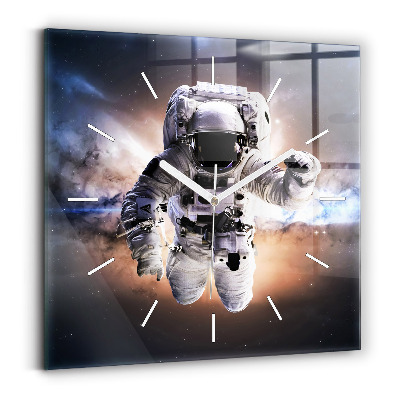 Square glass wall clock Astronaut in space