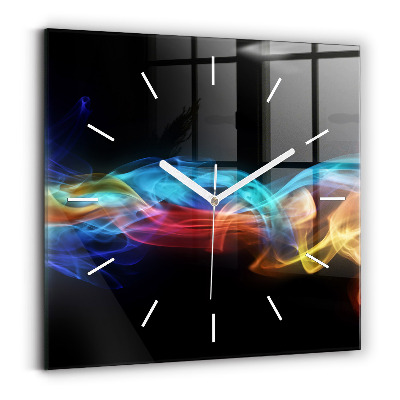 Square glass wall clock Abstract colorful lines