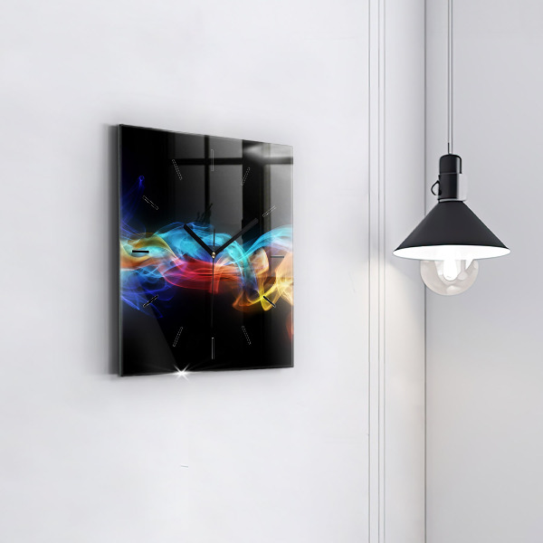 Square glass wall clock Abstract colorful lines