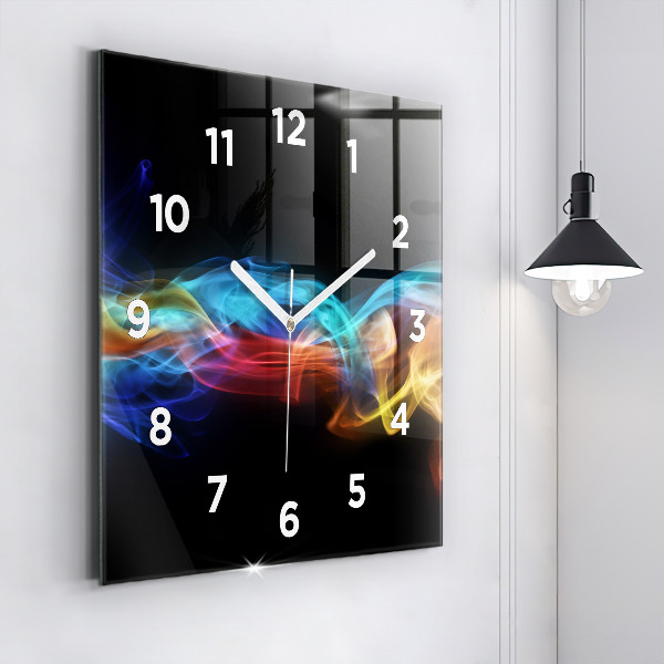 Square glass wall clock Abstract colorful lines