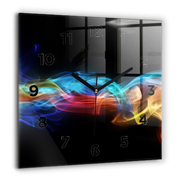 Square glass wall clock Abstract colorful lines