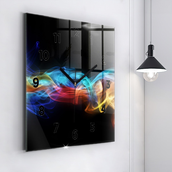 Square glass wall clock Abstract colorful lines