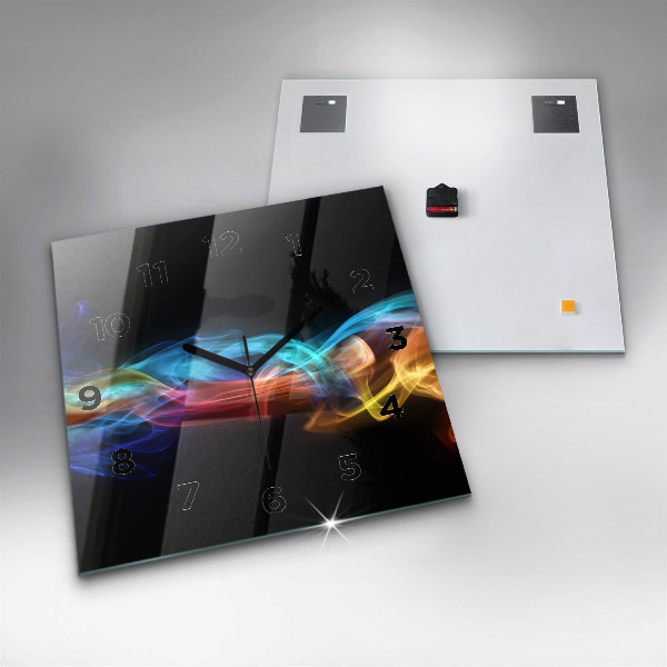Square glass wall clock Abstract colorful lines