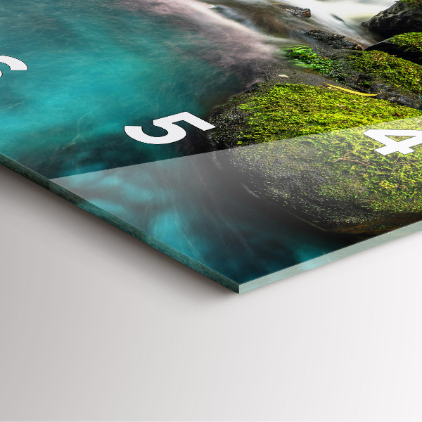 Square glass wall clock Waterfall Thailand