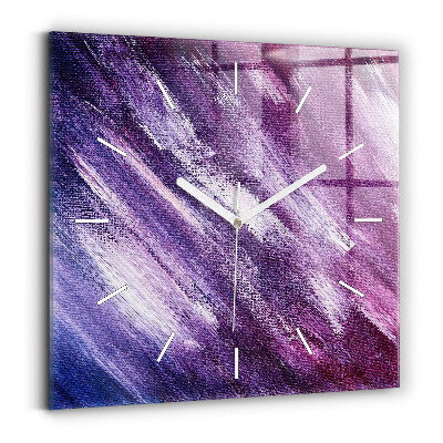Square glass wall clock Acrylic paint texture