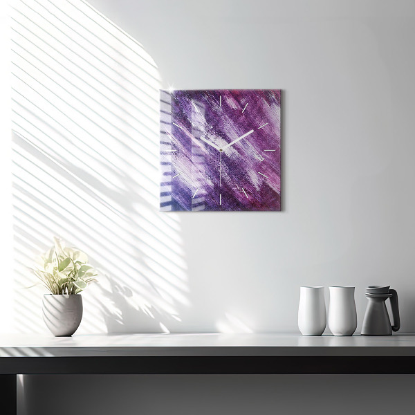 Square glass wall clock Acrylic paint texture
