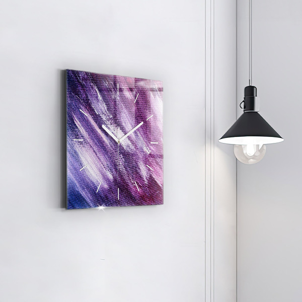 Square glass wall clock Acrylic paint texture