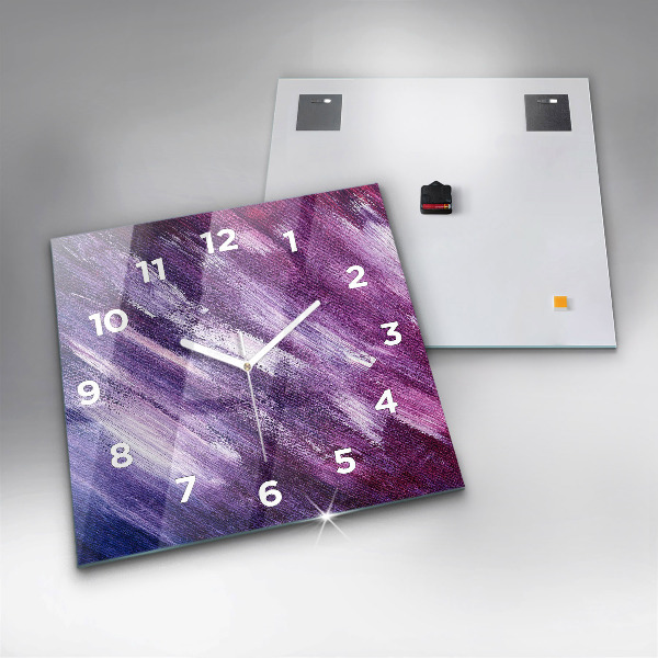 Square glass wall clock Acrylic paint texture