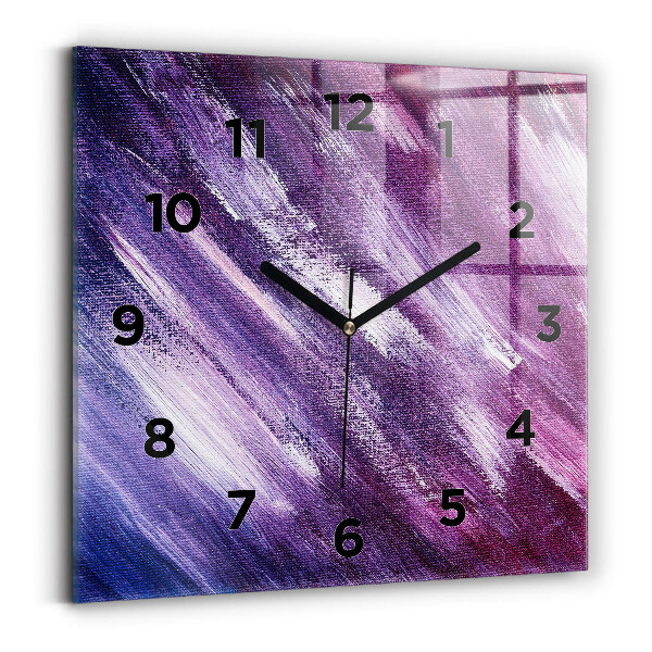 Square glass wall clock Acrylic paint texture