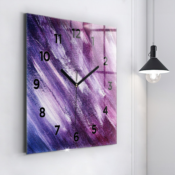 Square glass wall clock Acrylic paint texture