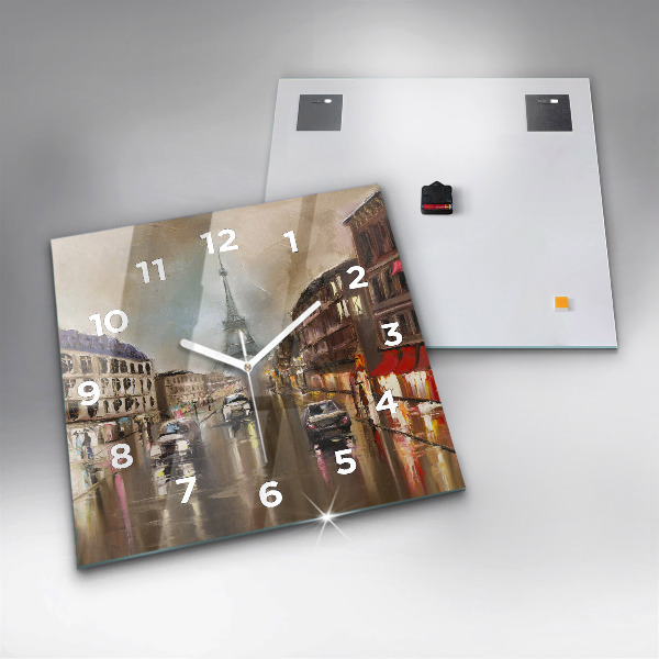 Square glass wall clock Architecture of the city of Paris