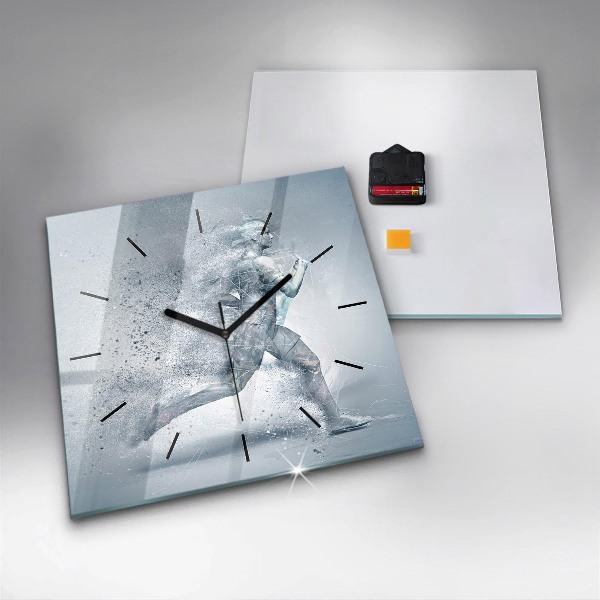 Square glass wall clock Running man