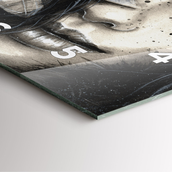 Square glass wall clock Painted portrait