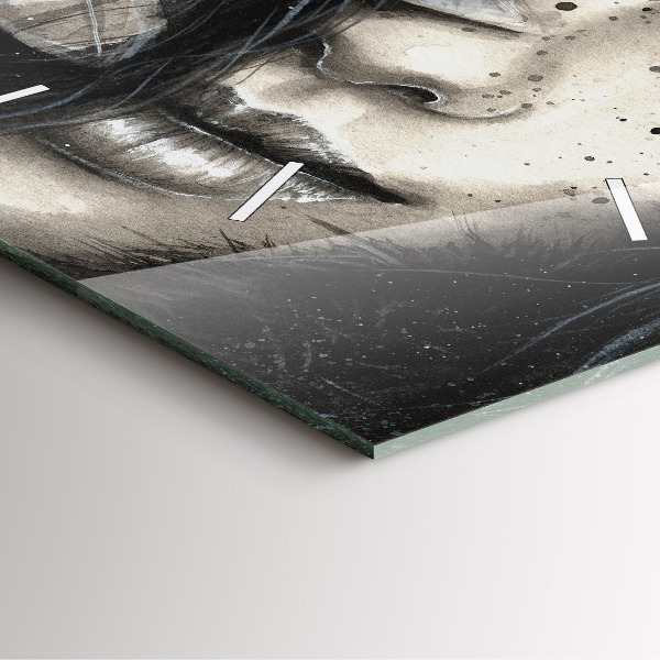 Square glass wall clock Painted portrait