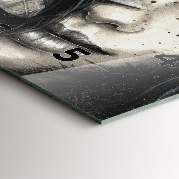 Square glass wall clock Painted portrait