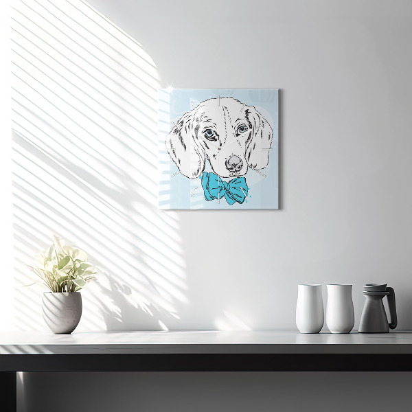 Square glass wall clock Puppy dog