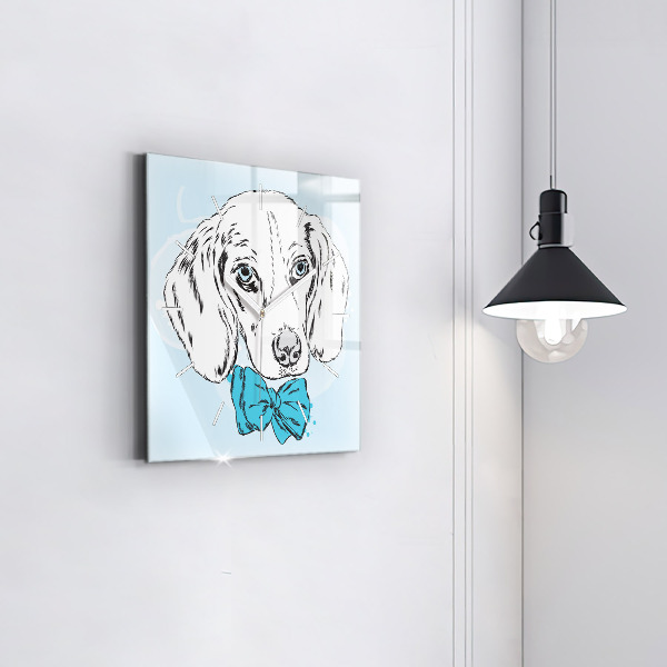 Square glass wall clock Puppy dog