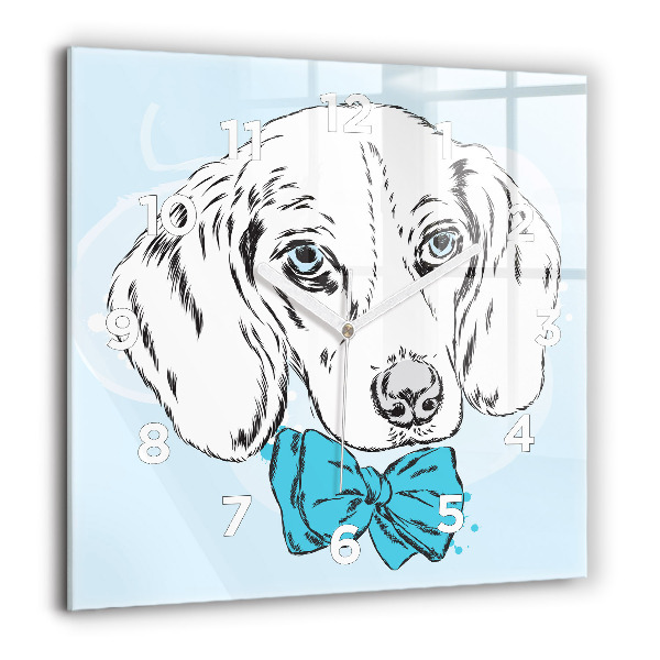 Square glass wall clock Puppy dog