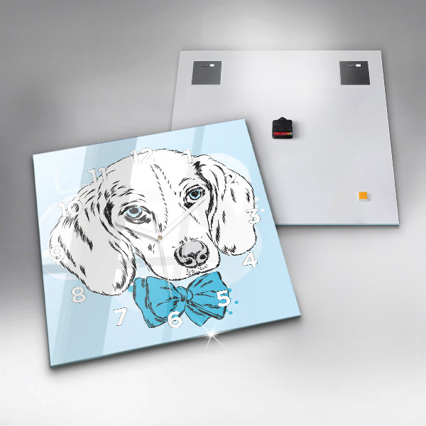 Square glass wall clock Puppy dog