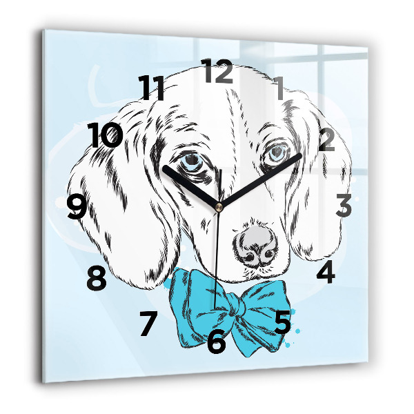 Square glass wall clock Puppy dog