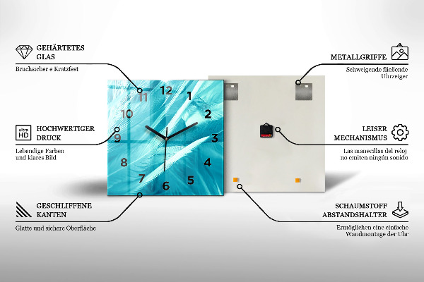 Square glass wall clock Pepperoni pepper