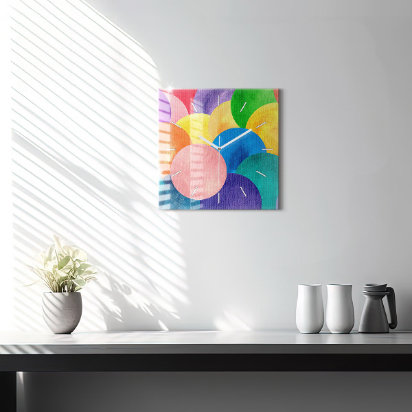 Square glass wall clock Abstract circles