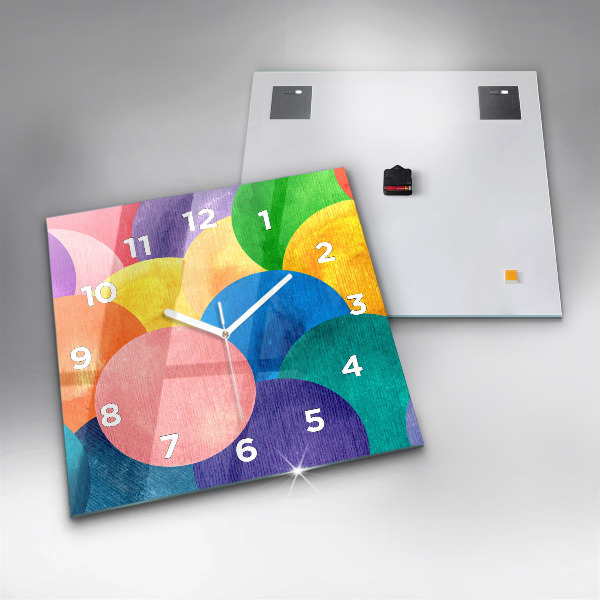 Square glass wall clock Abstract circles