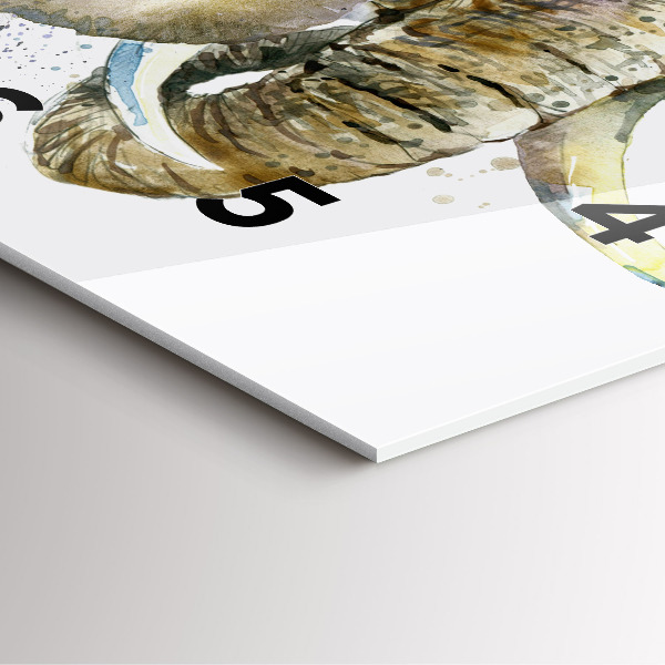 Square glass wall clock Painted animals elephants