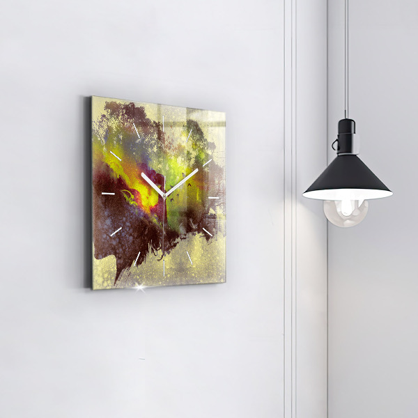 Square glass wall clock Woman in the forest