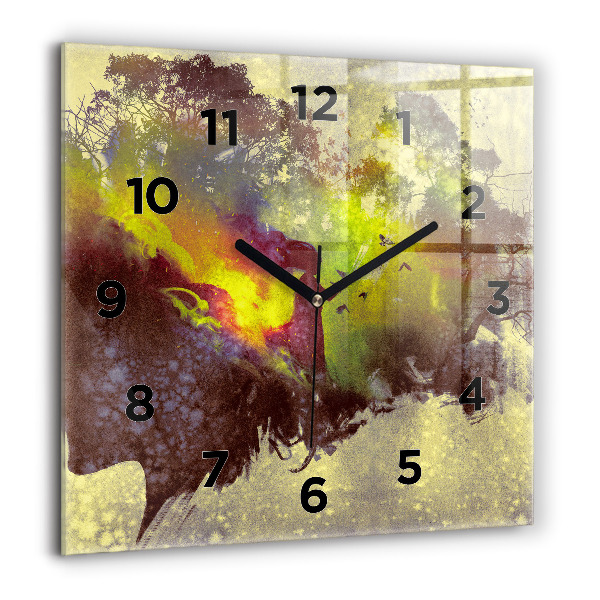Square glass wall clock Woman in the forest