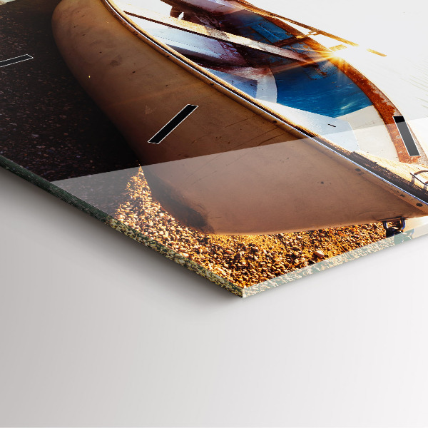 Square glass wall clock Lake view