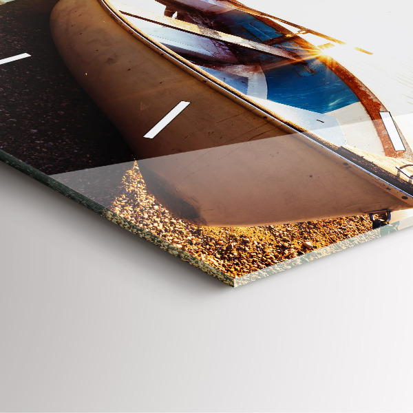 Square glass wall clock Lake view