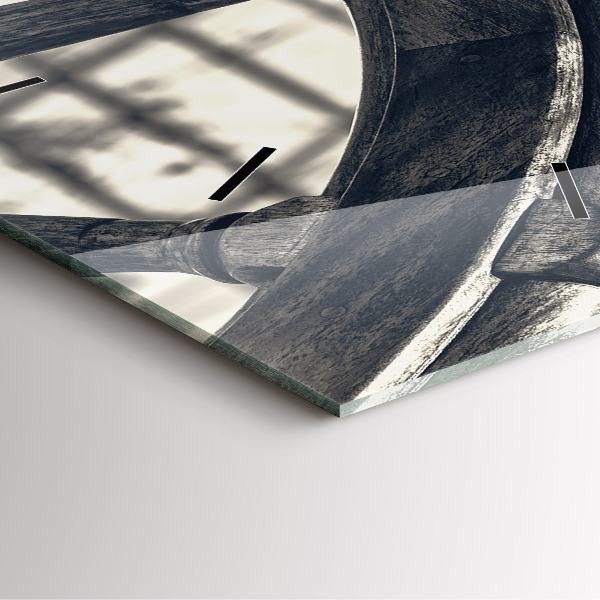 Square glass wall clock Ancient ship