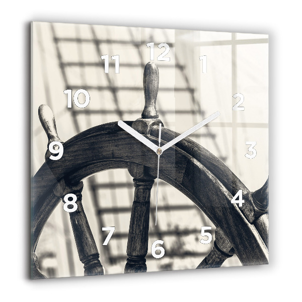 Square glass wall clock Ancient ship