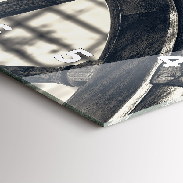 Square glass wall clock Ancient ship