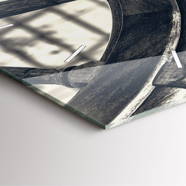 Square glass wall clock Ancient ship